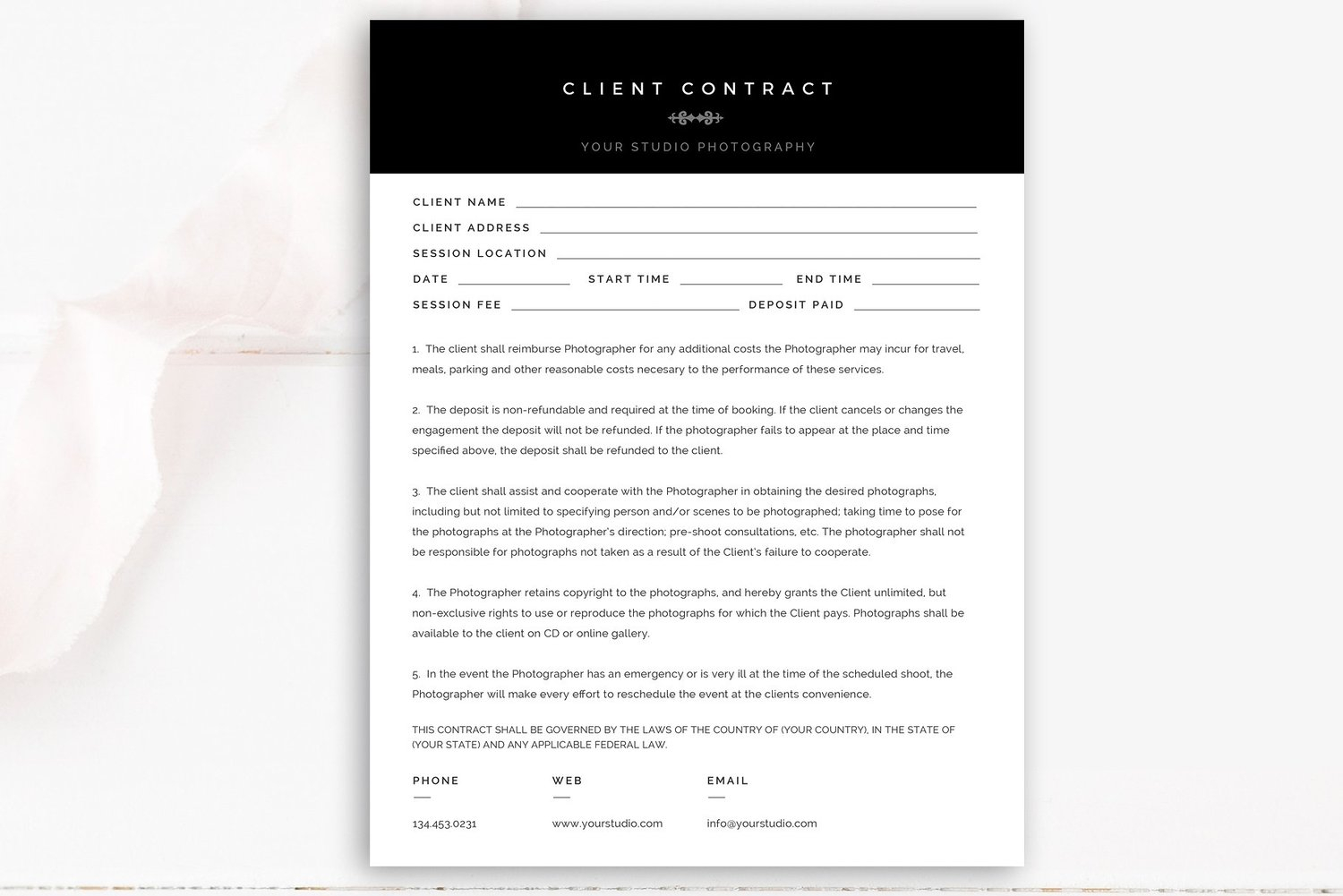 Photography Client Contract Template — By Stephanie Design With Regard To Photography Deposit Contract Template With Photography Deposit Contract Template