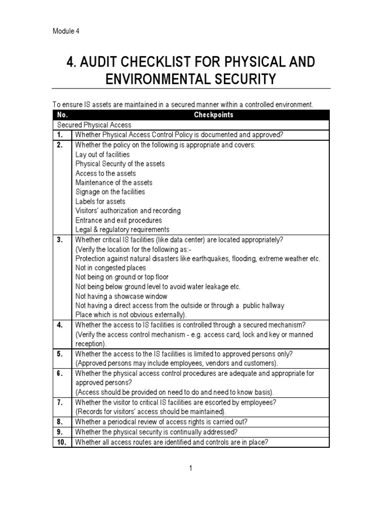 Physical And Environmental Audit Checklist  Electromagnetic  Within Environmental Audit Checklist Template