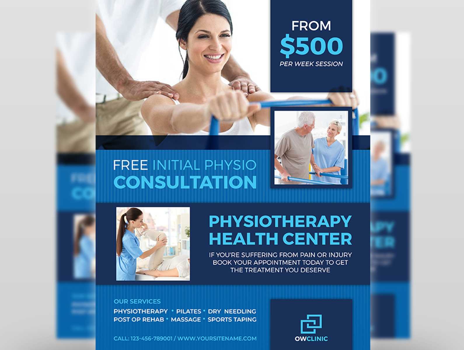 Physiotherapy Clinic Flyer Template By OWPictures On Dribbble With Regard To Physical Therapy Flyer Template