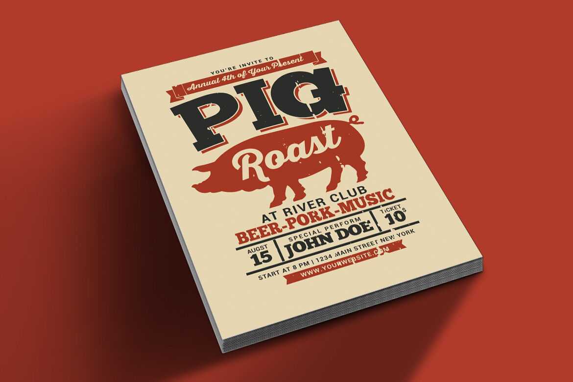 Pig Roast Event Flyer By muhamadiqbalhidayat  TheHungryJPEG Within Pig Roast Flyer Template