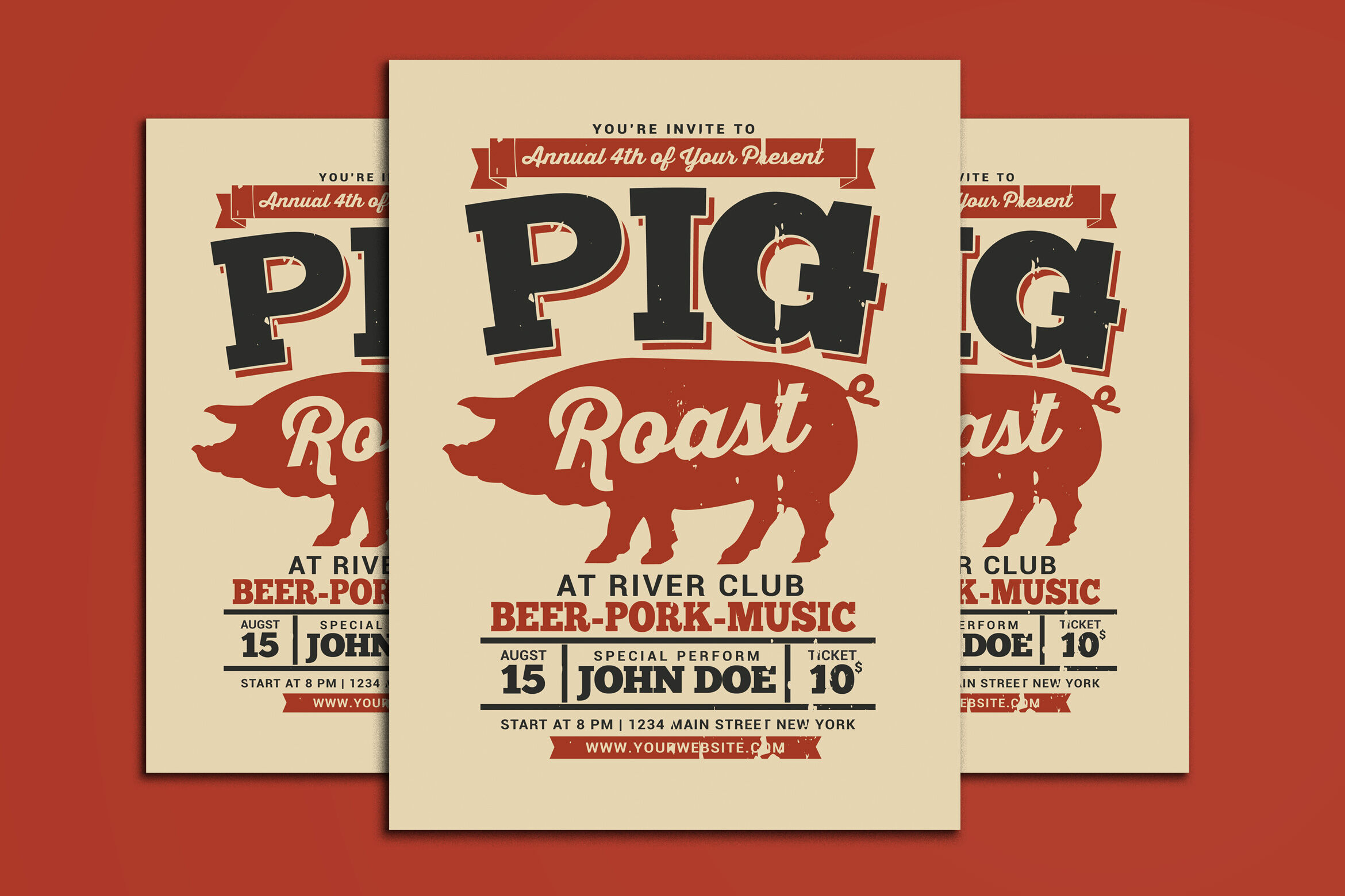 Pig Roast Event Flyer By muhamadiqbalhidayat  TheHungryJPEG Inside Pig Roast Flyer Template