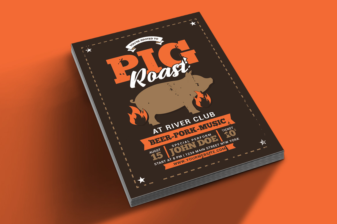 Pig Roast Event With Regard To Pig Roast Flyer Template With Pig Roast Flyer Template