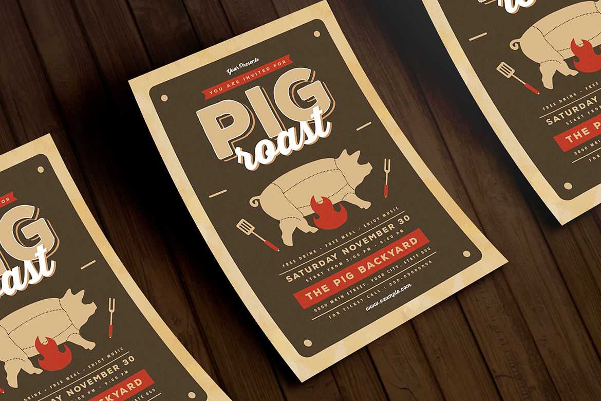 Pig Roast Flyer By Guuver  TheHungryJPEG