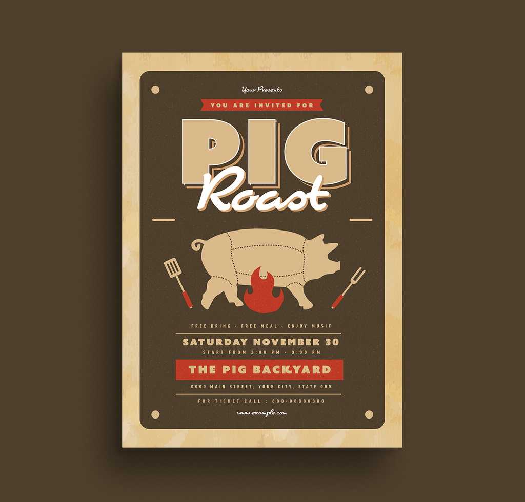 Pig Roast Flyer Stock Template  Adobe Stock Pertaining To Pig Roast Flyer Template Inside Pig Roast Flyer Template