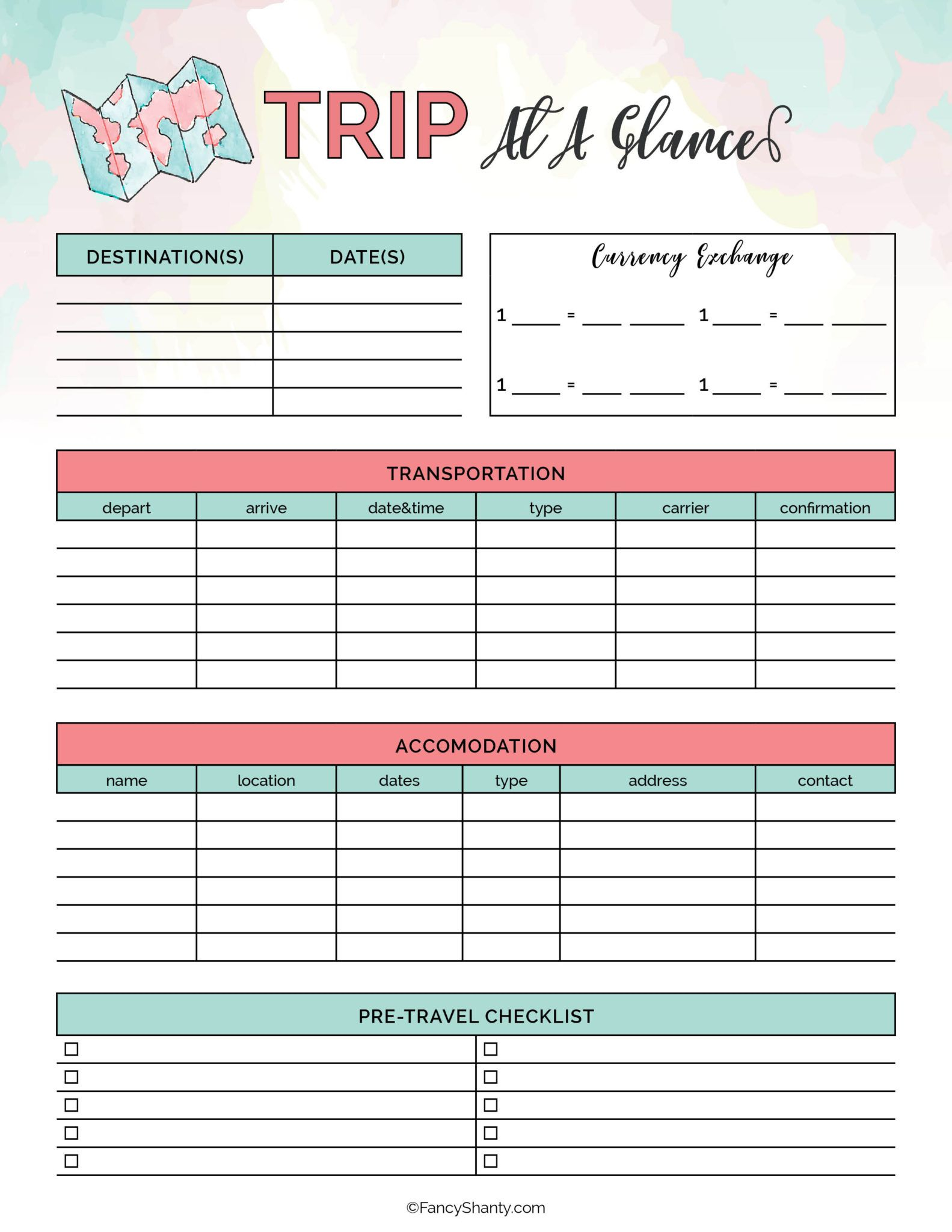 Planner Weekly Vacation Template Free Printable Travel Itinerary  Intended For Road Trip Travel Itinerary Template In Road Trip Travel Itinerary Template