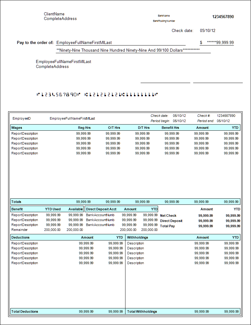 Predefined payroll check layouts With Direct Deposit Check Stub Template Inside Direct Deposit Check Stub Template