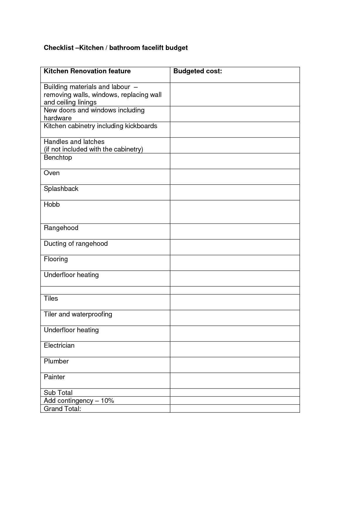 Printable Bathroom Remodel Checklist Toilet Checklist Template  With Home Remodel Checklist Template