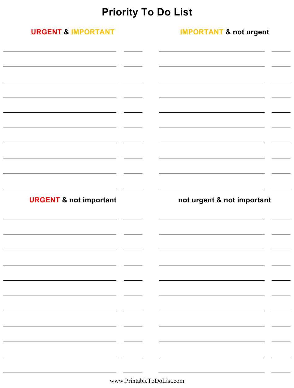 Priority To Do List Template Download Printable PDF  Templateroller For Priority Checklist Template