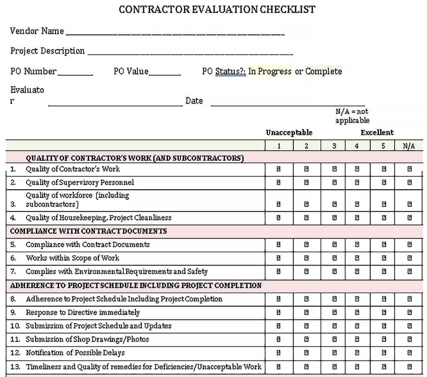 Project Evaluation Checklist Template  In It Project Checklist Template Inside It Project Checklist Template