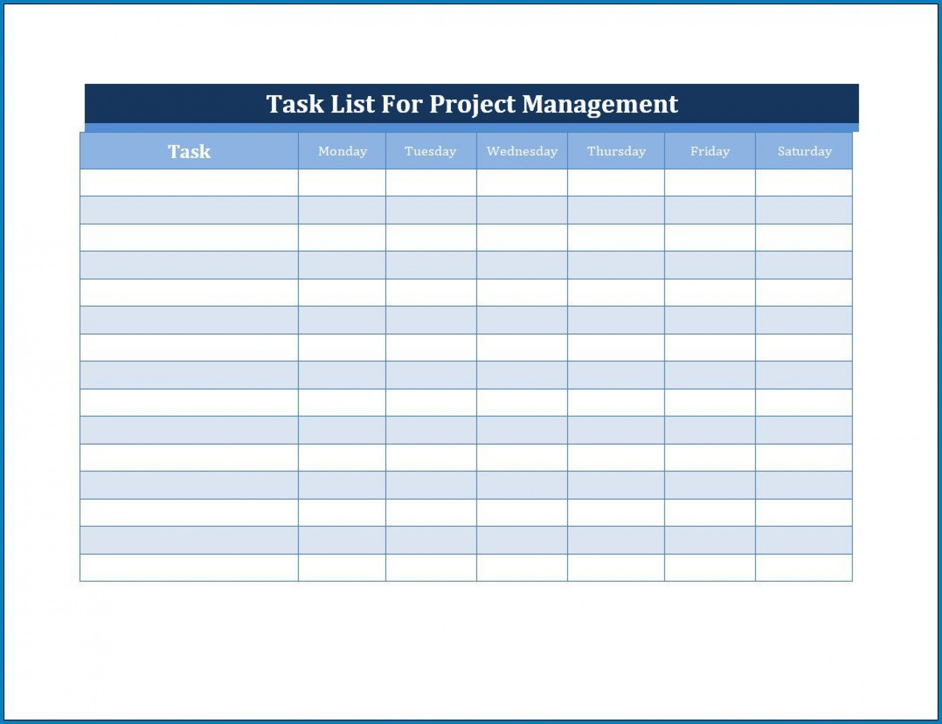 Project Management To Do List Template For Employee Daily Task Checklist Template Throughout Employee Daily Task Checklist Template