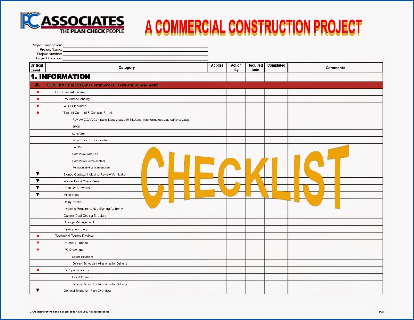 Project Planning Phase Checklist Intended For Construction Management Checklist Template Regarding Construction Management Checklist Template