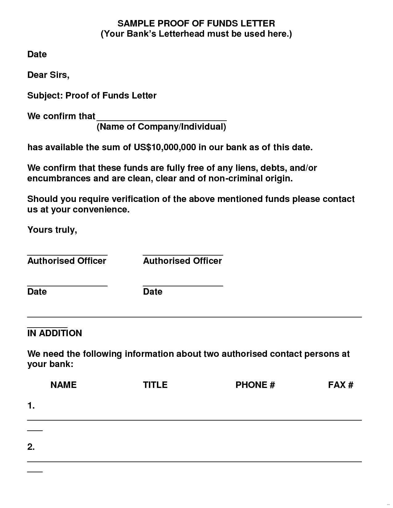 Proof Of Funds Letter Template – Payment Proof 10 Within Proof Of Deposit Template