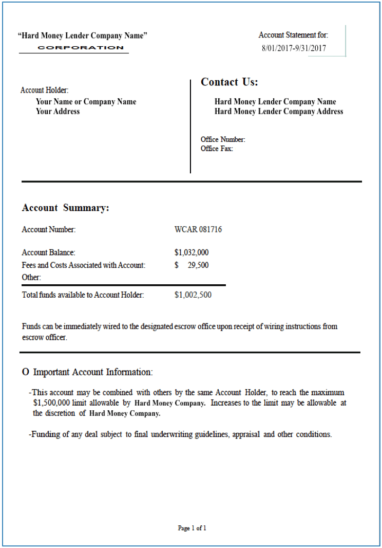 Proof Of Funds Letter: What Is A POF And How To Get One?  Investing Inside Proof Of Deposit Template