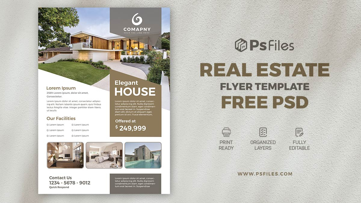 Properties for Sale Real Estate Free PSD Flyer - PsFiles Regarding Land For Sale Flyer Template In Land For Sale Flyer Template