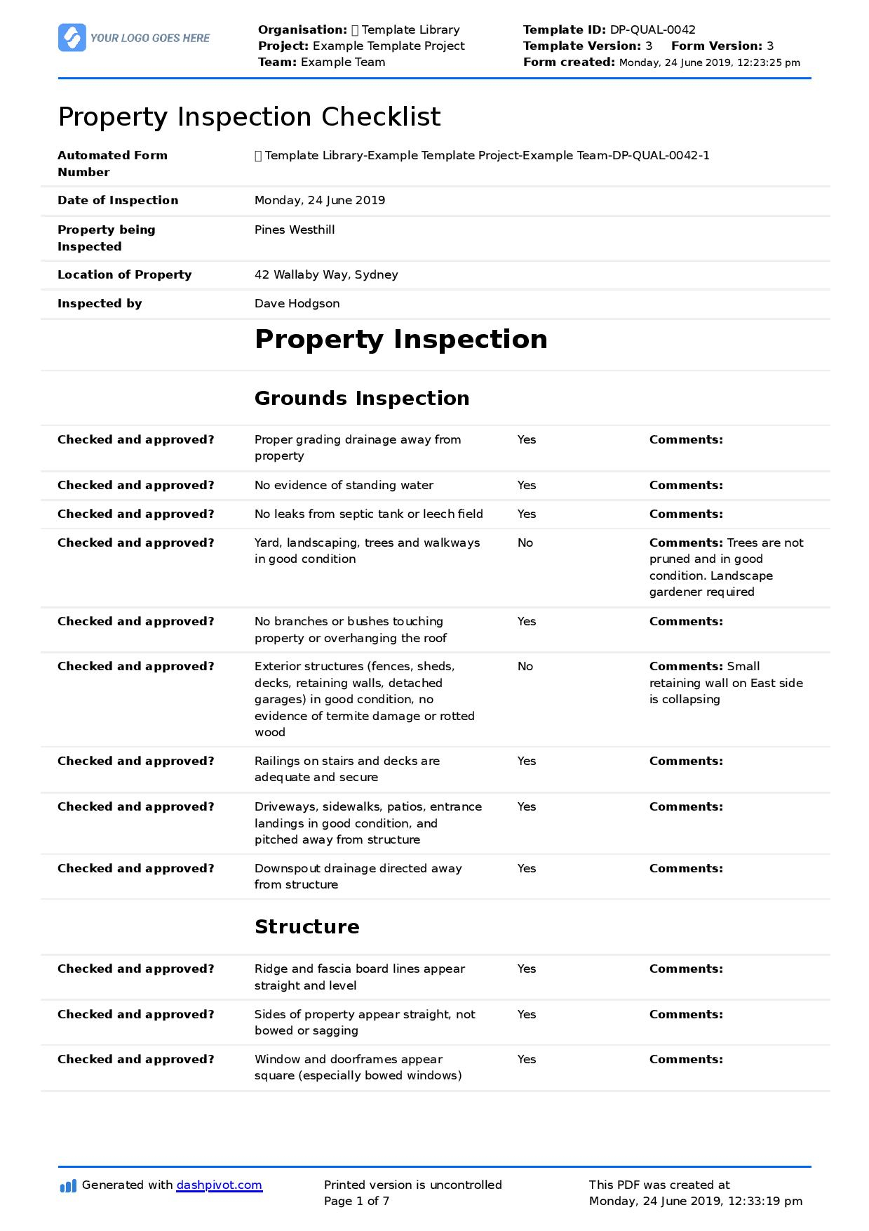 Property Inspection Checklist template (Better than PDF or excel) Intended For Home Inspection Checklist Template With Home Inspection Checklist Template