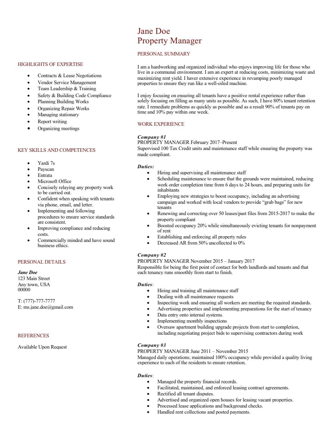 Property Manager Resume! : resumes Throughout Property Manager Job Description Template For Property Manager Job Description Template