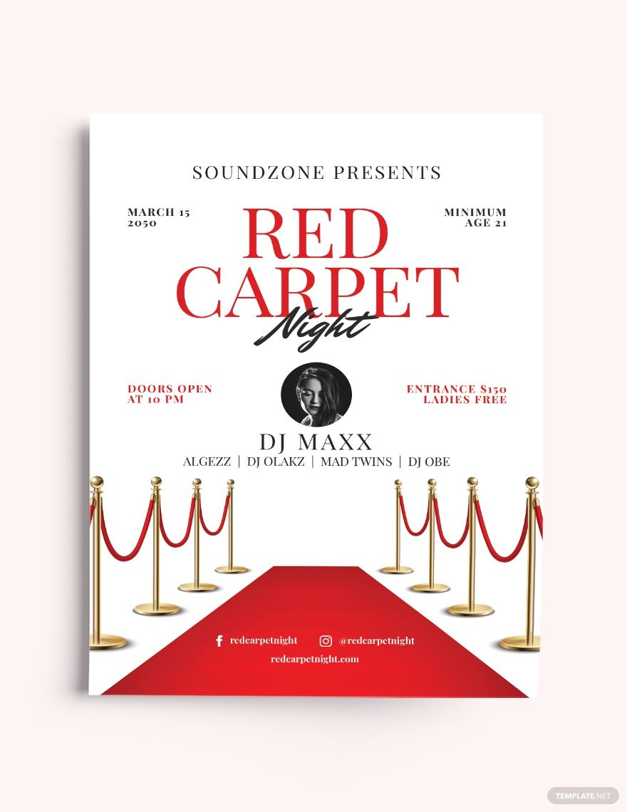 Red Carpet Event Flyer Template [Free PDF] – Word (DOC)  PSD  Within Red Carpet Event Flyer Template