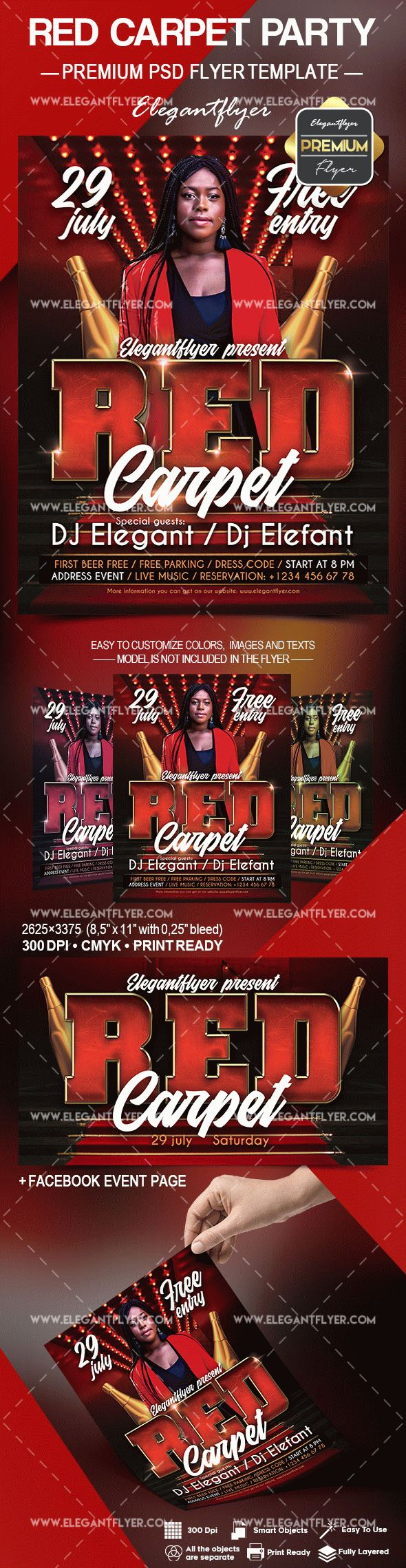 Red Carpet Party – Flyer PSD Template  By ElegantFlyer In Red Carpet Event Flyer Template