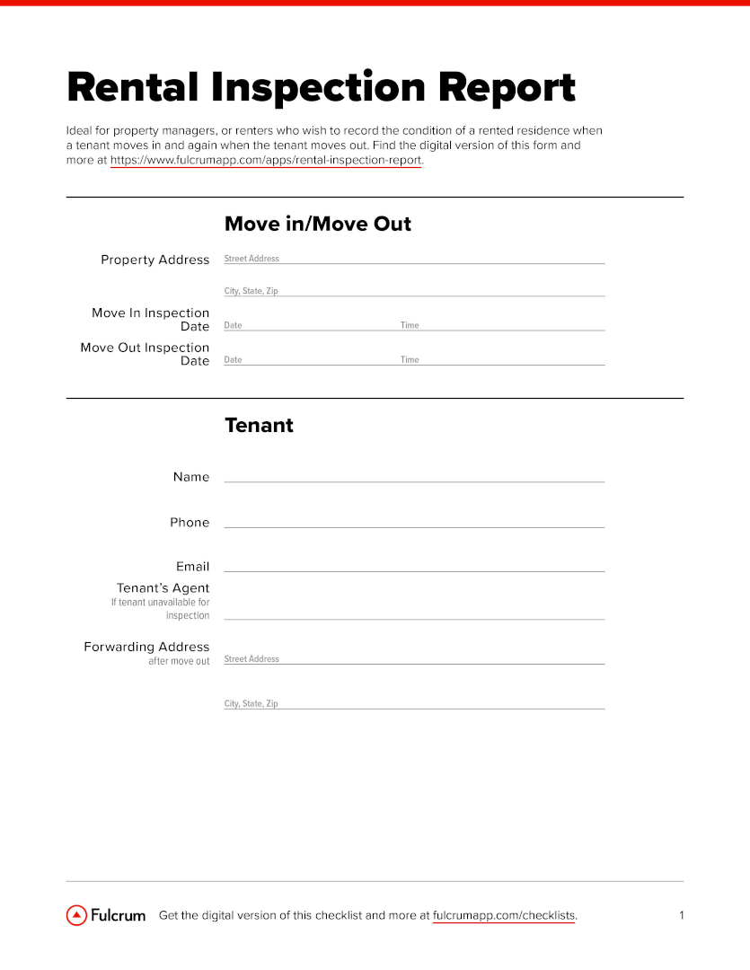 Rental Inspection Checklist  Rental Property Checklist - Checklist Pertaining To Condition Of Rental Property Checklist Template Throughout Condition Of Rental Property Checklist Template