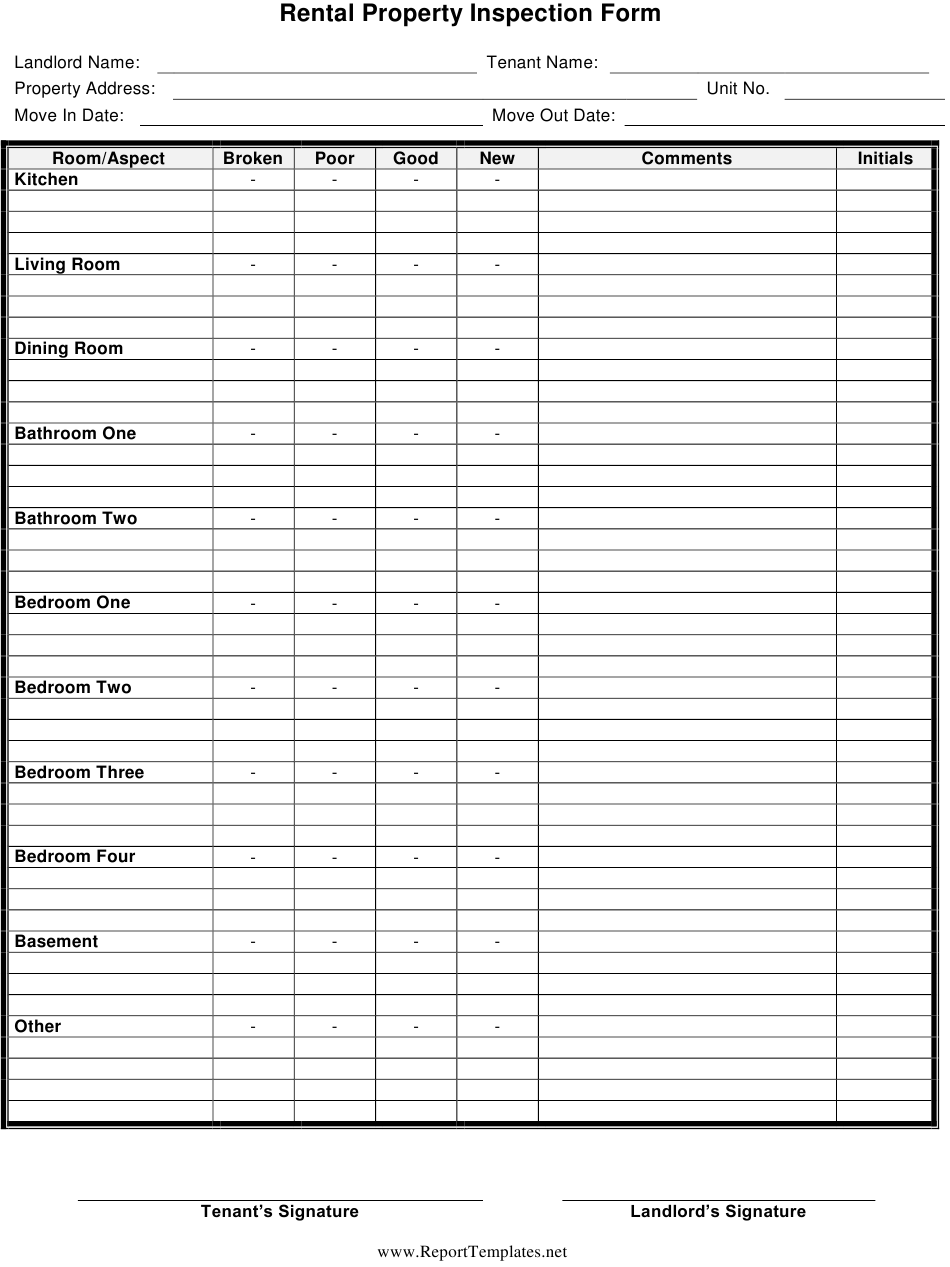 Rental Property Inspection Form Download Printable PDF  Inside Rental Property Checklist Template Within Rental Property Checklist Template