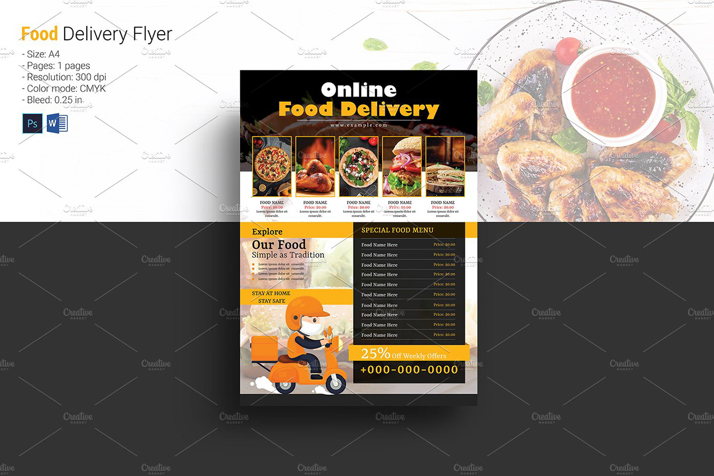 Restaurant Food Delivery Flyer on Behance For Food Delivery Flyer Template With Regard To Food Delivery Flyer Template