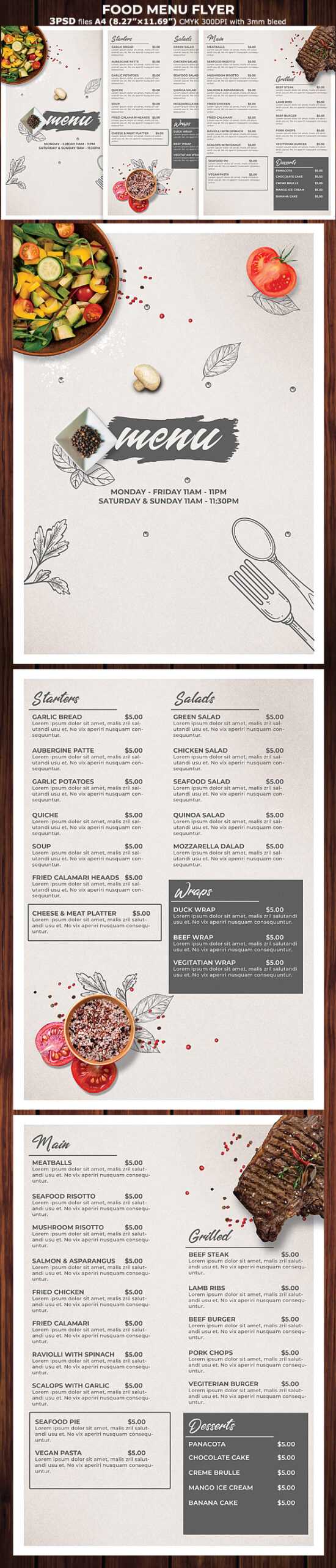 Restaurant Food Menu Flyer Template on Behance In Modern Restaurant Food Menu Flyer Template Regarding Modern Restaurant Food Menu Flyer Template