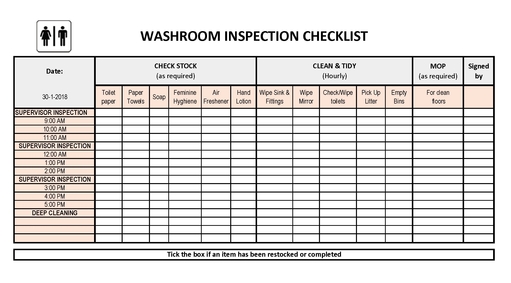 Restroom Cleaning Checklist - Premium Schablone Intended For Public Restroom Cleaning Checklist Template For Public Restroom Cleaning Checklist Template