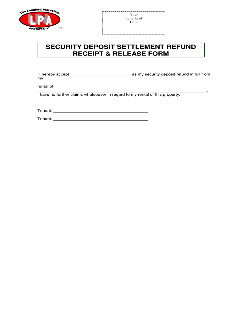 Return Security Deposit Receipt - Fill Online, Printable, Fillable  Regarding Deposit Release Form Template Regarding Deposit Release Form Template