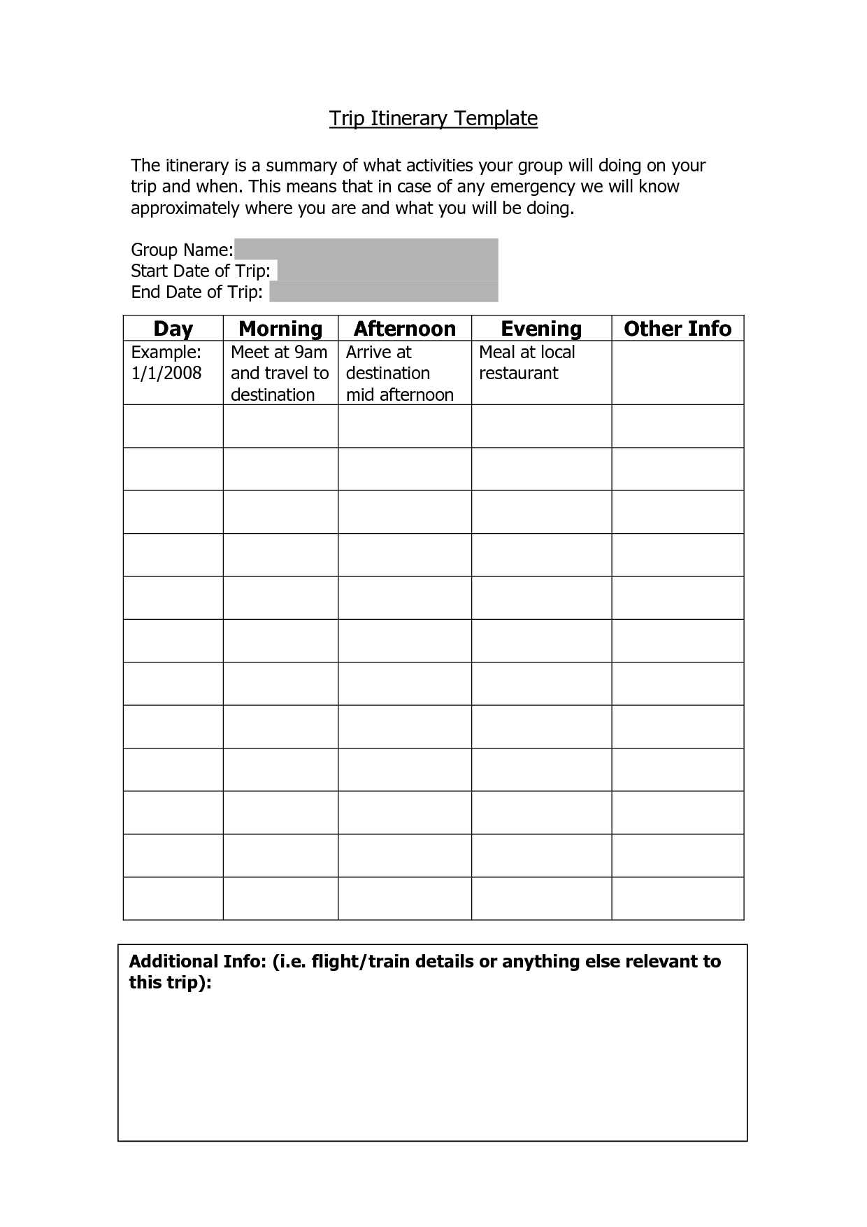 Road Trip Itinerary Template – wanew Regarding Road Trip Travel Itinerary Template