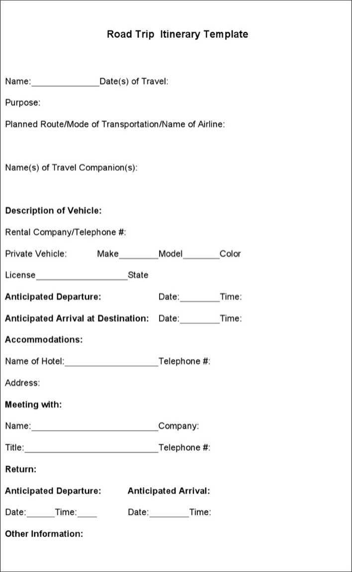 Road Trip Template – Sablon Within Road Trip Travel Itinerary Template