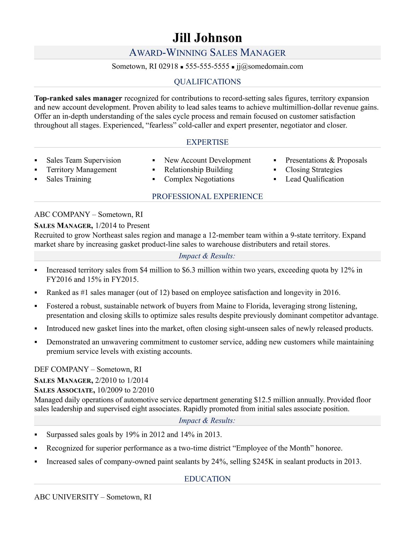 Sales Manager Resume Sample  Monster Within Sales Manager Job Description Template