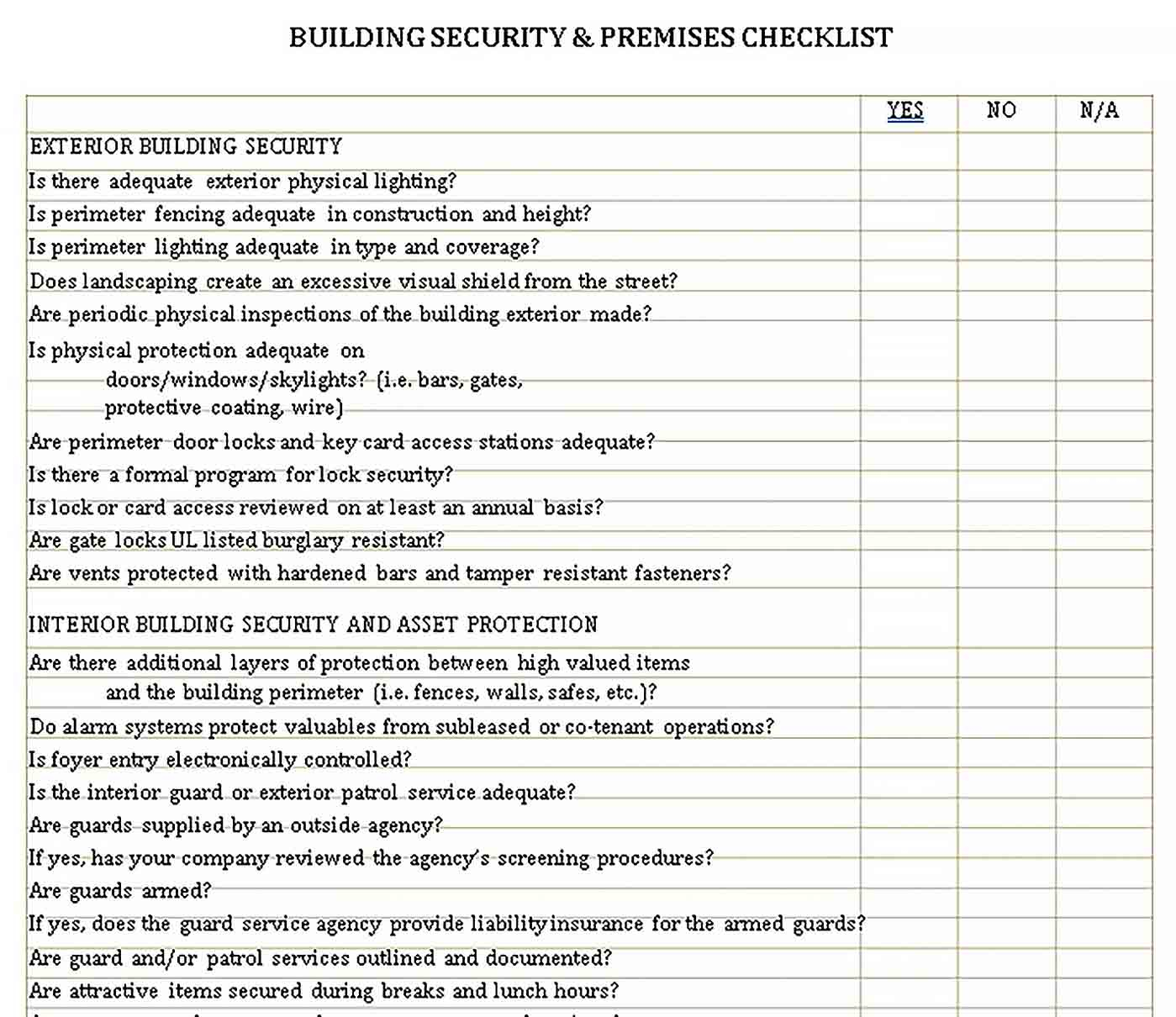 Sample building security checklist template  welding rodeo Designer Inside Building Security Checklist Template Intended For Building Security Checklist Template