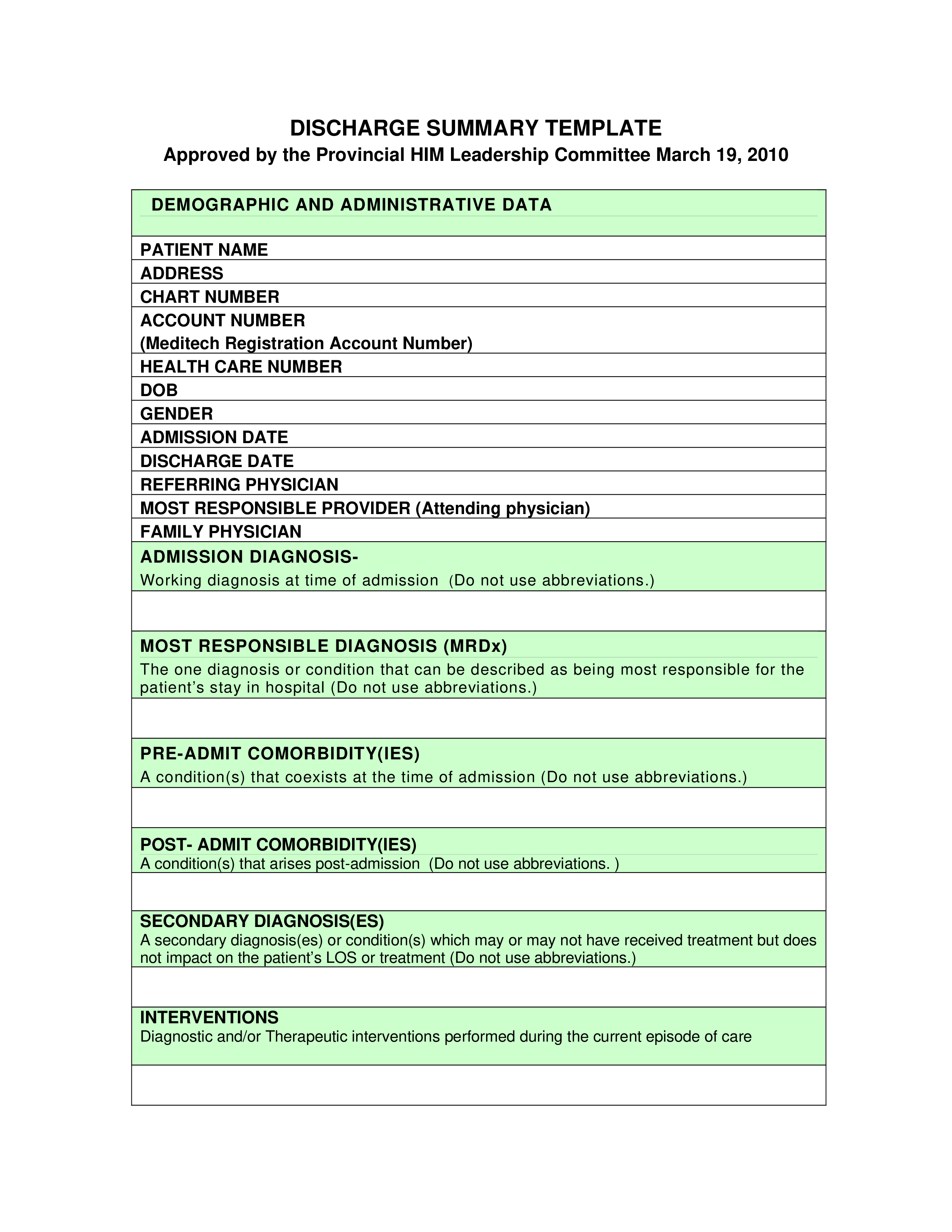 Sample Discharge Summary  Templates at allbusinesstemplates With Regard To Hospital Discharge Checklist Template