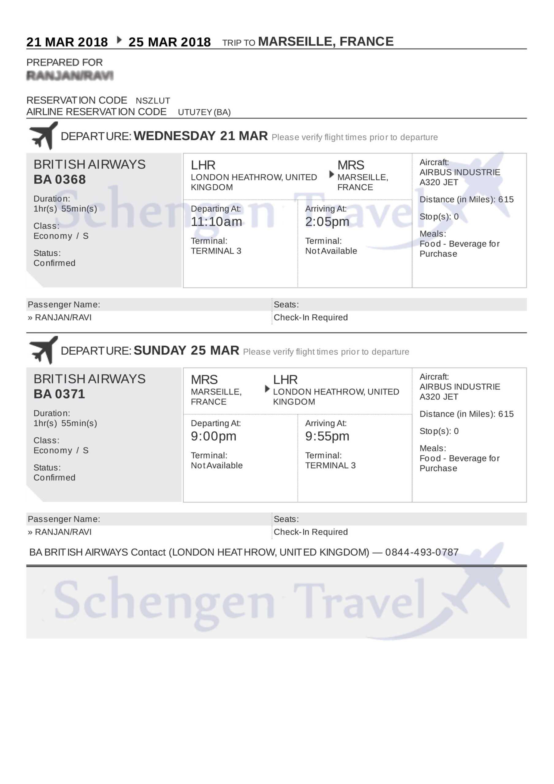 Sample Flight Reservation or Flight Itinerary for Visa Application Regarding London Travel Itinerary Template With London Travel Itinerary Template