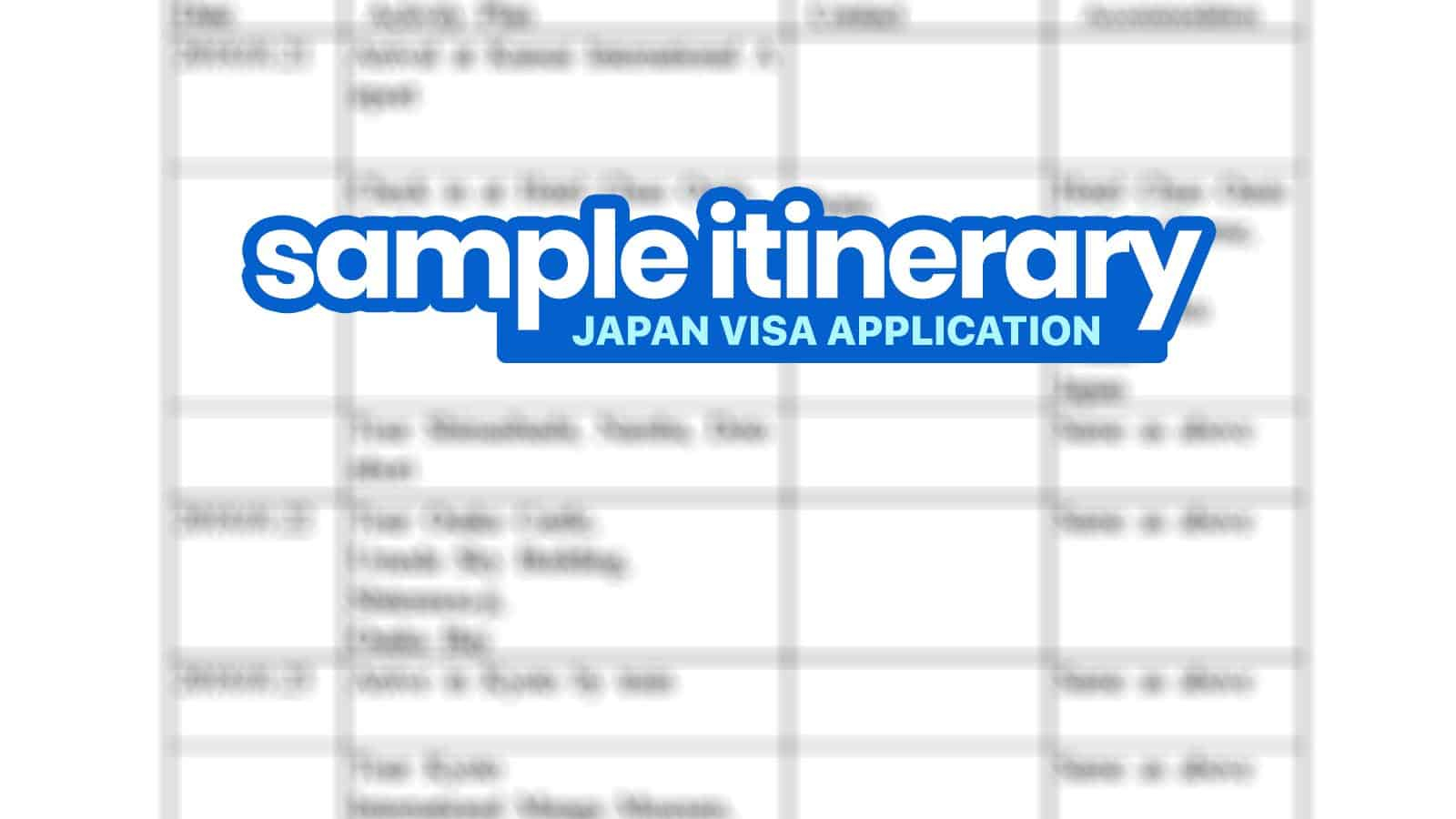 SAMPLE ITINERARY for JAPAN VISA Application (Schedule of Stay  Inside Travel Itinerary Template For Visa Application Inside Travel Itinerary Template For Visa Application