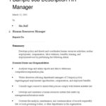 Sample Job Description HR Manager  Human Resource Management  Within Hr Job Description Template