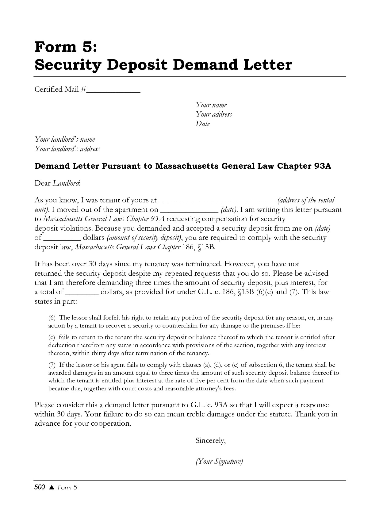 Sample security deposit demand letter With Security Deposit Demand Letter Template Pertaining To Security Deposit Demand Letter Template