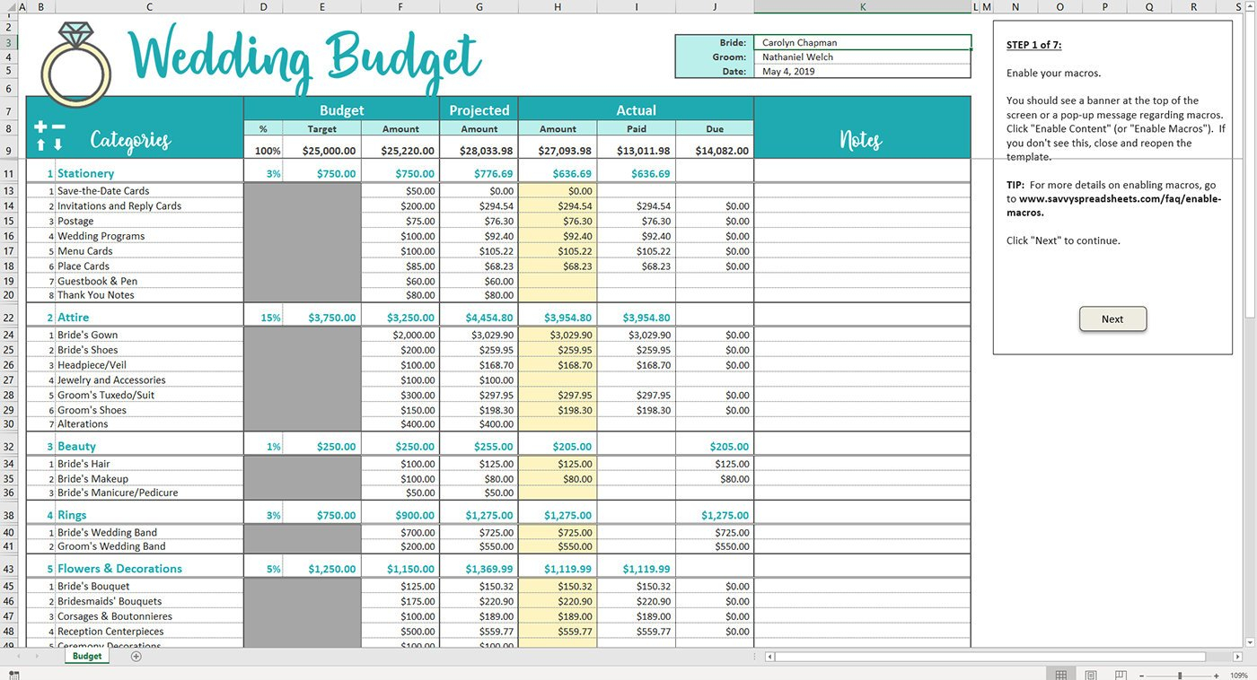 Savvy Spreadsheets - Wedding Budget Spreadsheets Regarding Wedding Budget Checklist Template With Regard To Wedding Budget Checklist Template