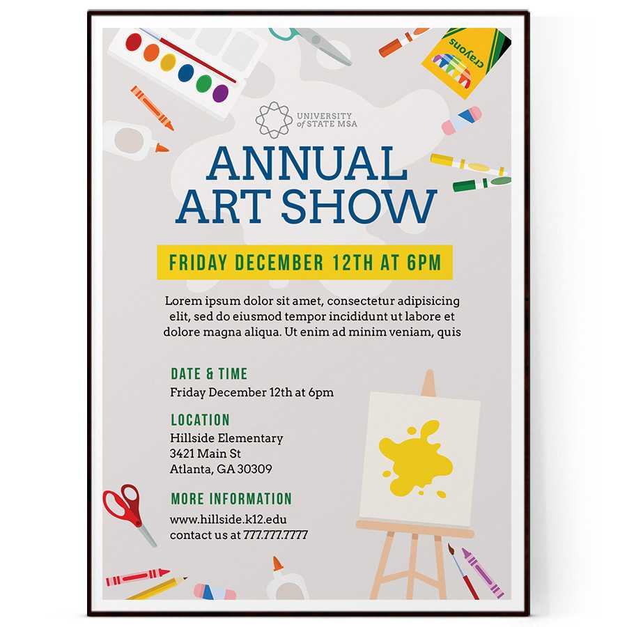 School Art Show Flyer Template (PSD + DOCX) Inside Craft Show Flyer Template For Craft Show Flyer Template