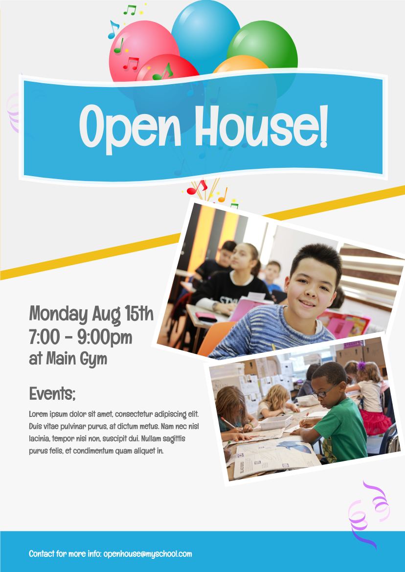 School Open House  Flyer Template Intended For School Event Flyer Template For School Event Flyer Template