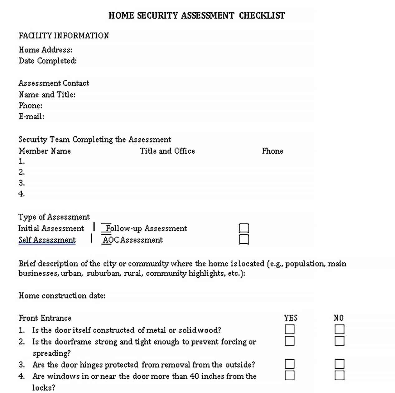 Security assessment checklist sample template  welding rodeo Designer Pertaining To Security Assessment Checklist Template In Security Assessment Checklist Template