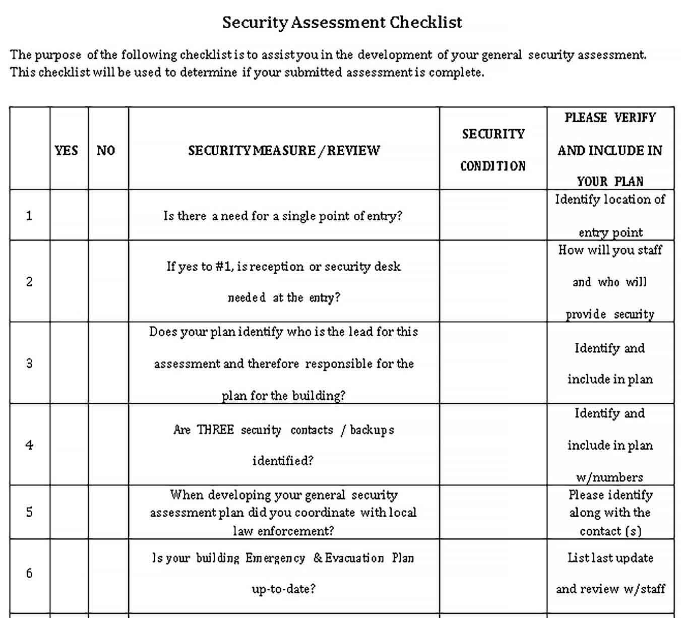 Security Assessment Checklist Template  Pertaining To Security Assessment Checklist Template With Regard To Security Assessment Checklist Template