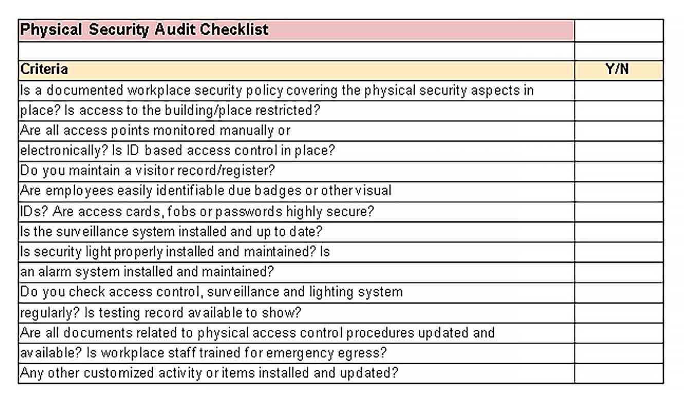 Security audit checklist template Sample  welding rodeo Designer Pertaining To It Security Audit Checklist Template Regarding It Security Audit Checklist Template