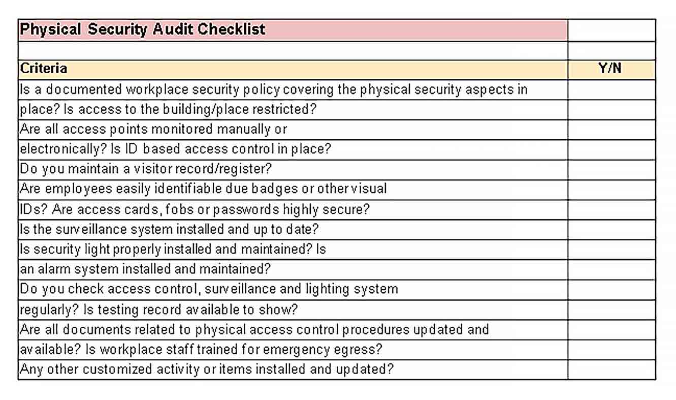 Security audit checklist template Sample  welding rodeo Designer Pertaining To Security Audit Checklist Template Intended For Security Audit Checklist Template