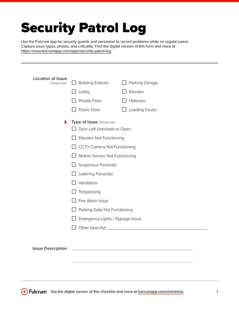 Security Patrolling Checklist/App [Template] - Checklist Regarding Security Patrol Checklist Template With Security Patrol Checklist Template