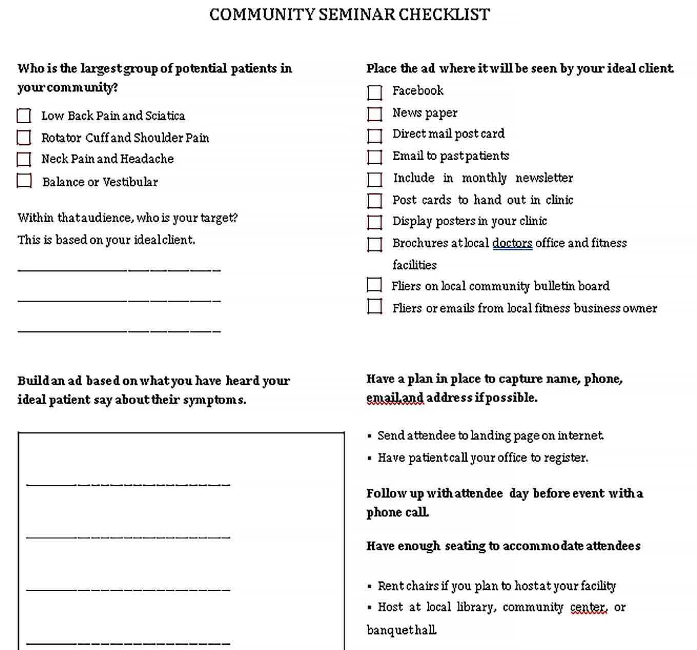 Seminar Checklist Template  Pertaining To Call Center Checklist Template Intended For Call Center Checklist Template