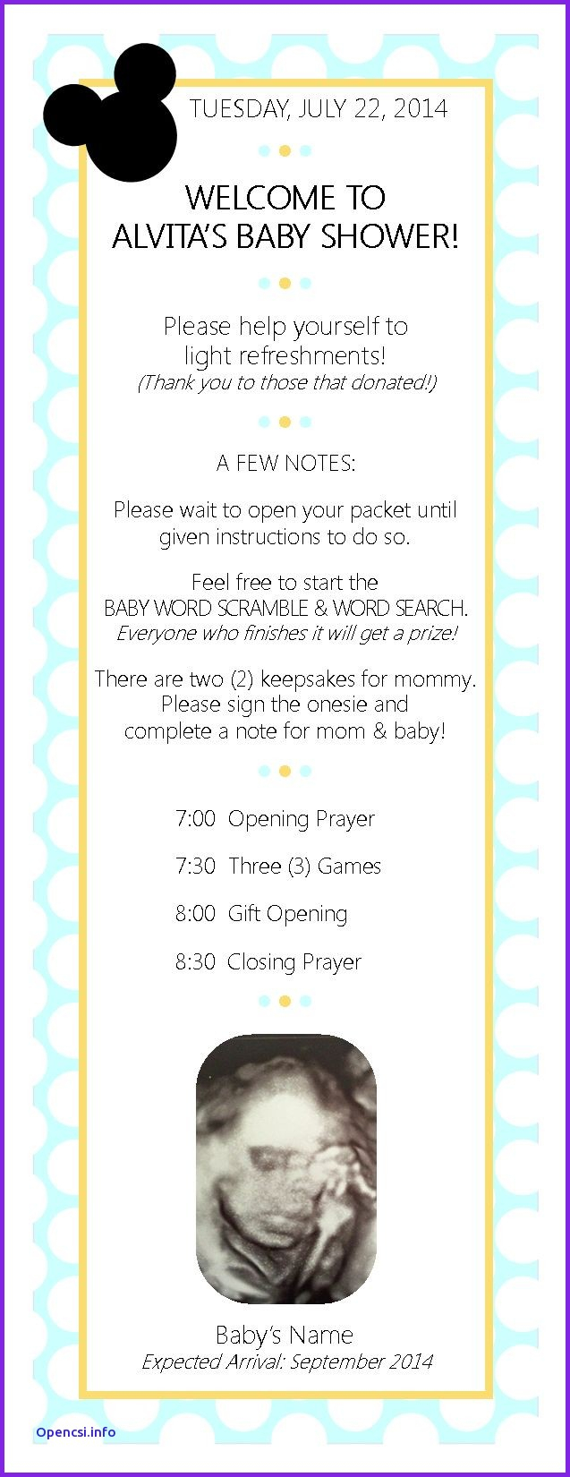 Set Baby Shower Program - Ideas House Generation For Baby Shower Itinerary Template For Baby Shower Itinerary Template