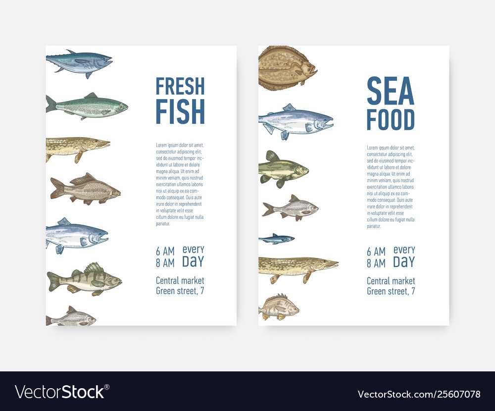 Set flyer or poster templates with fish and Vector Image In Fishing Flyer Template For Fishing Flyer Template