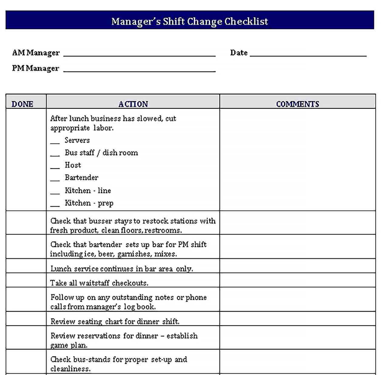 Shift Change Checklist Template  Regarding Shift Checklist Template With Regard To Shift Checklist Template