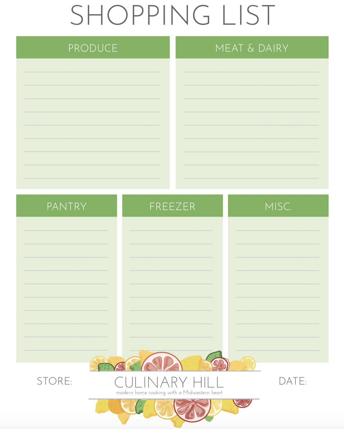 Shopping List Template  Culinary Hill Within Grocery Store Checklist Template